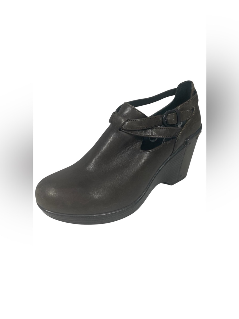 Dansko Franka Platform Wedge Womens 38 7.5 8 Fig Brown Heel Clogs Leather Shoes
